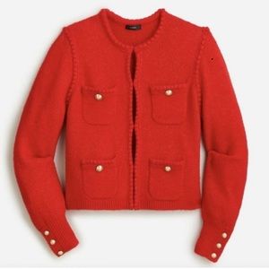 J Crew Odette Lady Jacket Large Red with gold buttons